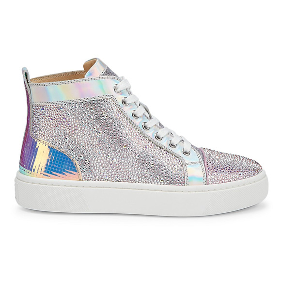 Christian Louboutin Super Louis Strass Flat SD AB Crystal High Top Sneaker 38 - Picture 1 of 12